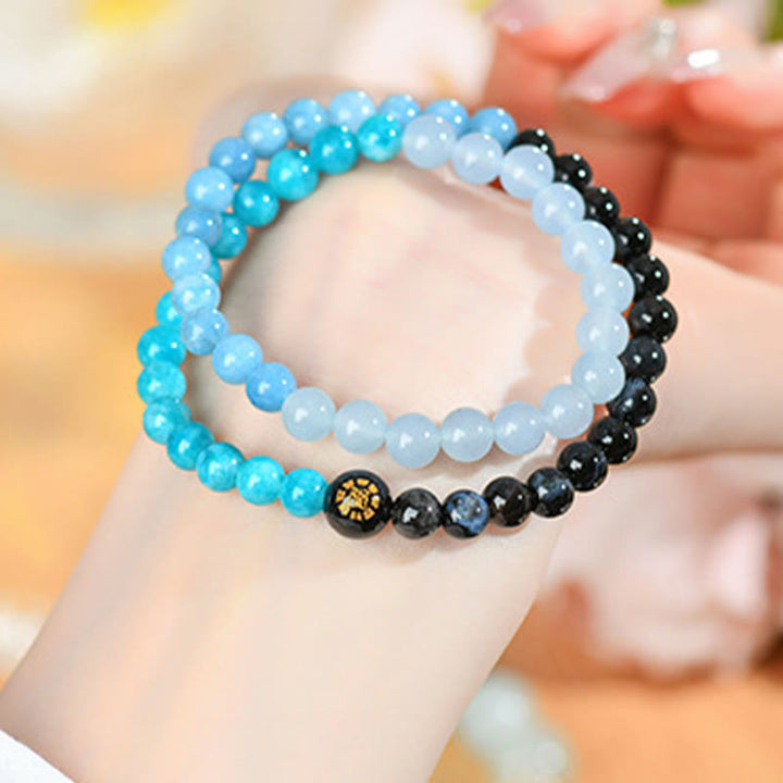 Buddha Stones Fünf Elemente Verschiedene Achat Kristall Chalcedon Weiß Kristall Weiß Achat Glück Armband