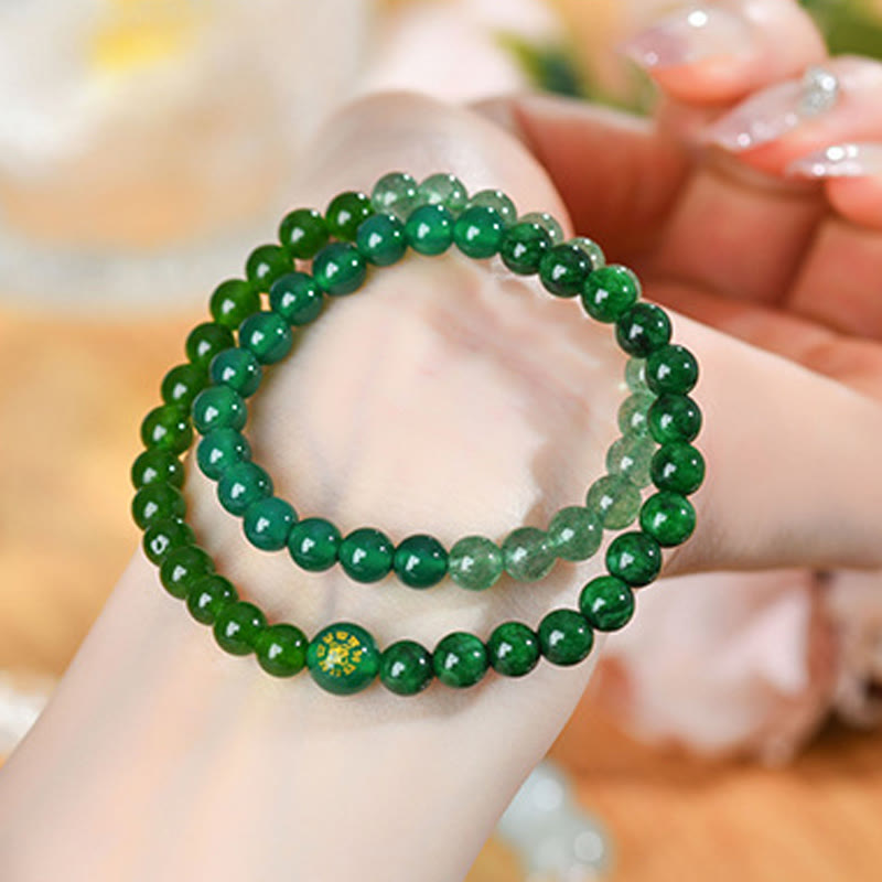 Buddha Stones Fünf Elemente Verschiedene Achat Kristall Chalcedon Weiß Kristall Weiß Achat Glück Armband