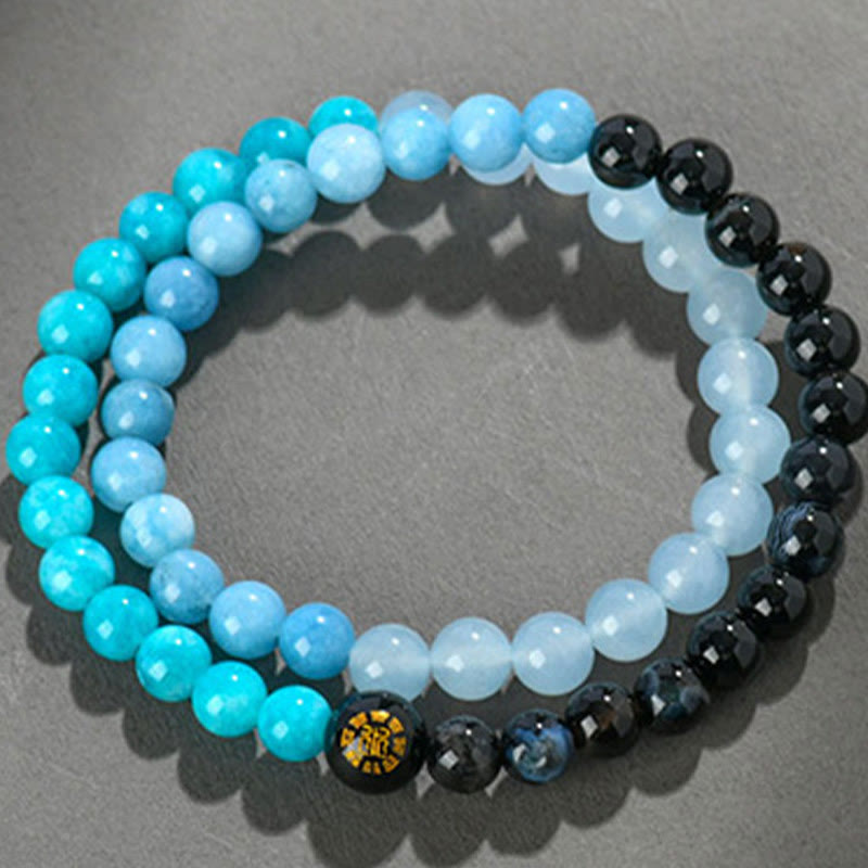 Buddha Stones Fünf Elemente Verschiedene Achat Kristall Chalcedon Weiß Kristall Weiß Achat Glück Armband