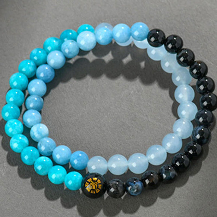 Buddha Stones Fünf Elemente Verschiedene Achat Kristall Chalcedon Weiß Kristall Weiß Achat Glück Armband