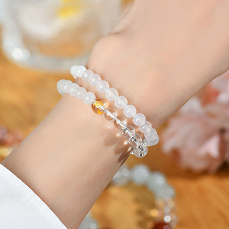 Buddha Stones ​​Fünf Elemente Verschiedene Achat Kristall Chalcedon Weißer Kristall Weißer Achat Glück Armband - image 3