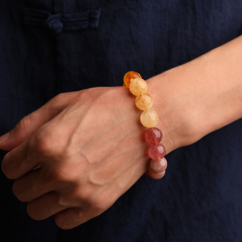 Buddha Stones, Fünf Elemente, verschiedene Achat-Kristalle, grüner Erdbeerquarz, Sonnenstein, Reichtum-Armband - image 33