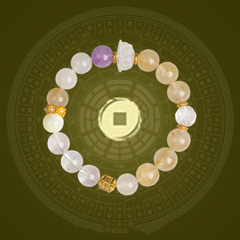 Buddha Stones ​​Fünf Elemente Verschiedene Achatkristalle Grüner Phantom Rutilquarz Grüner Traubenachat Malachit Glücksarmband - image 11