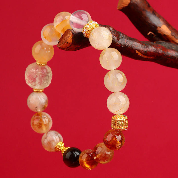 Buddha Stones ​​Fünf Elemente Verschiedene Achatkristalle Grüner Phantom Rutilquarz Grüner Traubenachat Malachit Glücksarmband - image 24