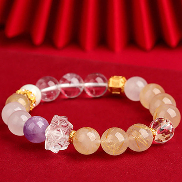 Buddha Stones ​​Fünf Elemente Verschiedene Achatkristalle Grüner Phantom Rutilquarz Grüner Traubenachat Malachit Glücksarmband - image 21