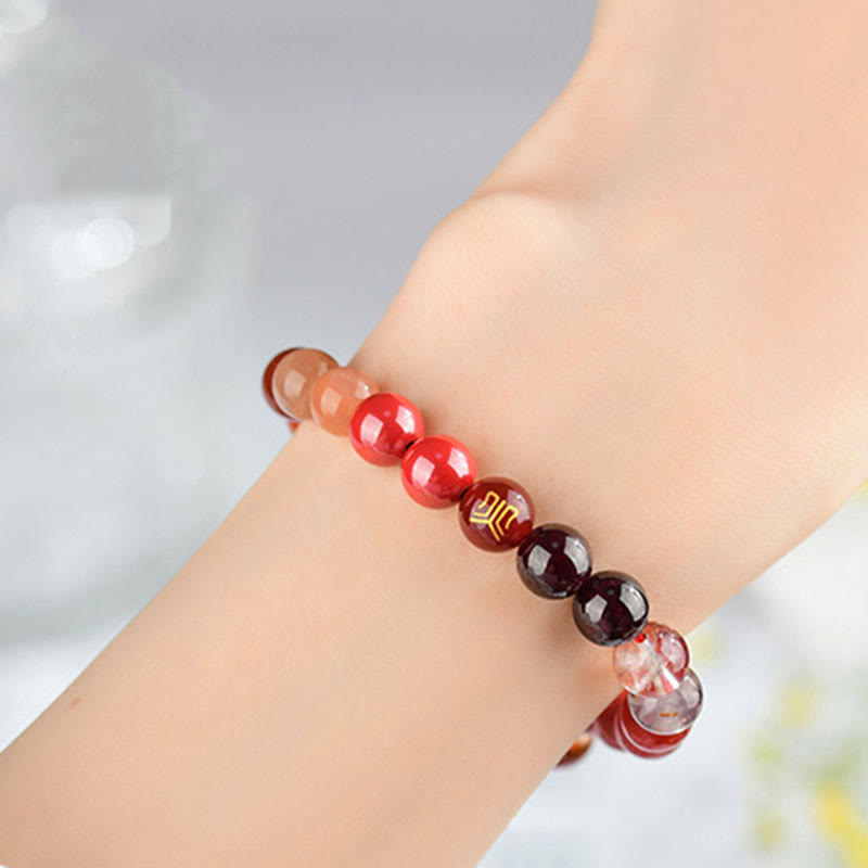 Buddha Stones ​​Fünf Elemente Verschiedene Achatkristalle Rutilquarz Tigerauge Gelber Achat Citrin Glücksarmband - image 30