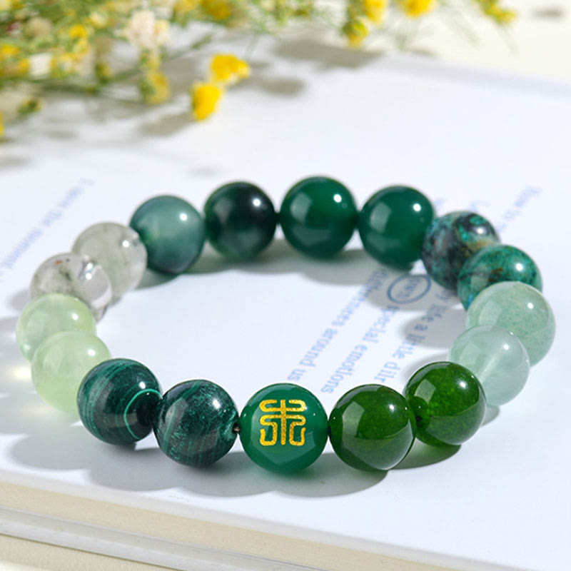 Buddha Stones ​​Fünf Elemente Verschiedene Achatkristalle Rutilquarz Tigerauge Gelber Achat Citrin Glücksarmband - image 20