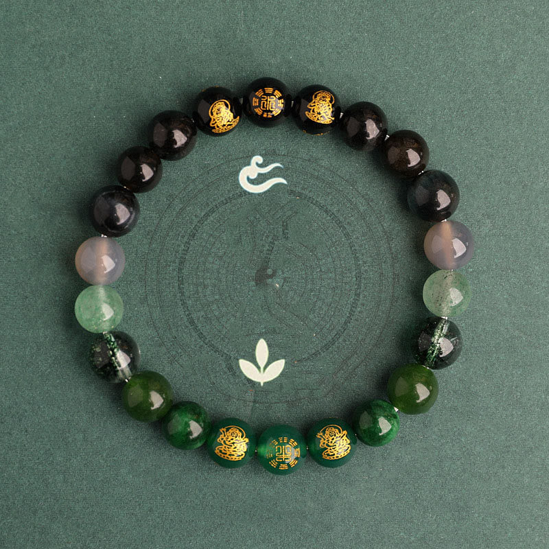 Buddha Stones, Fünf Elemente, Verschiedene Achat-Kristalle, Südroter Achat, Erdbeerquarz, Sonnenstein, Citrin, Glücksarmband - image 14