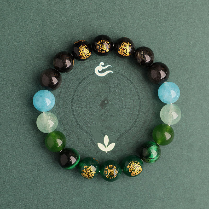 Buddha Stones, Fünf Elemente, Verschiedene Achat-Kristalle, Südroter Achat, Erdbeerquarz, Sonnenstein, Citrin, Glücksarmband - image 16