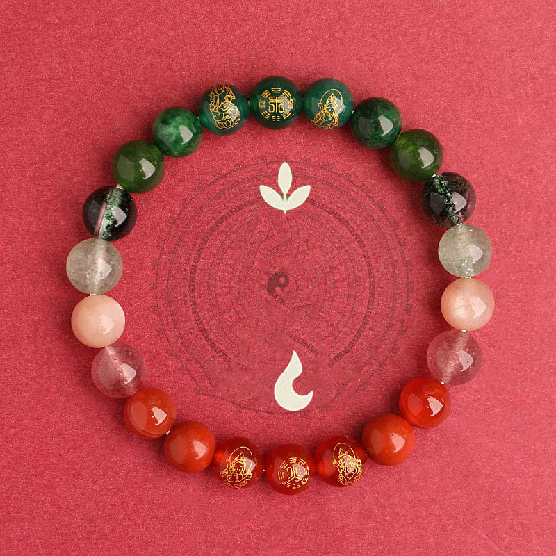 Buddha Stones, Fünf Elemente, Verschiedene Achat-Kristalle, Südroter Achat, Erdbeerquarz, Sonnenstein, Citrin, Glücksarmband - image 22