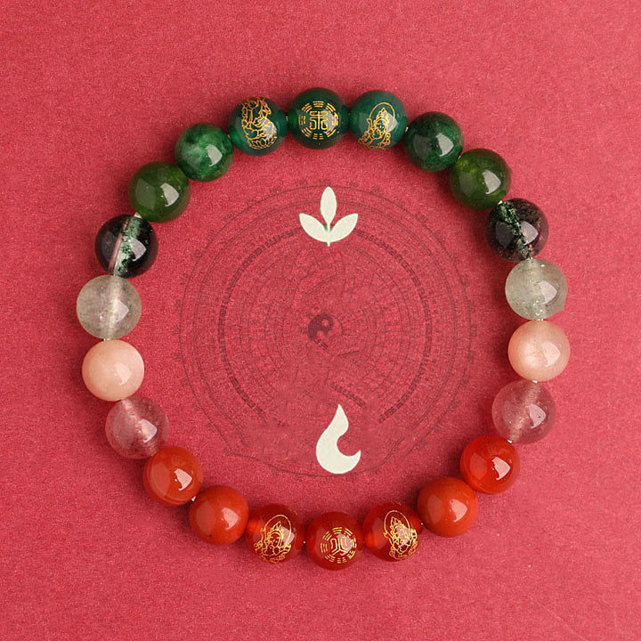 Buddha Stones, Fünf Elemente, Verschiedene Achat-Kristalle, Südroter Achat, Erdbeerquarz, Sonnenstein, Citrin, Glücksarmband - image 22