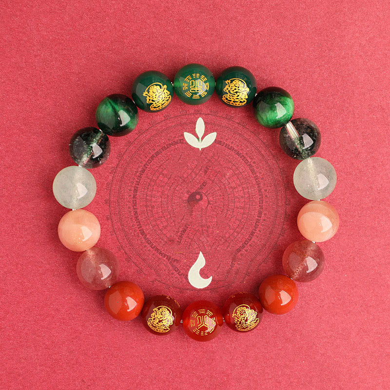 Buddha Stones, Fünf Elemente, Verschiedene Achat-Kristalle, Südroter Achat, Erdbeerquarz, Sonnenstein, Citrin, Glücksarmband - image 24