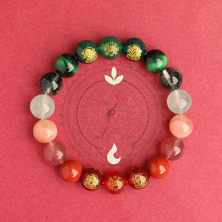 Buddha Stones, Fünf Elemente, Verschiedene Achat-Kristalle, Südroter Achat, Erdbeerquarz, Sonnenstein, Citrin, Glücksarmband - image 24