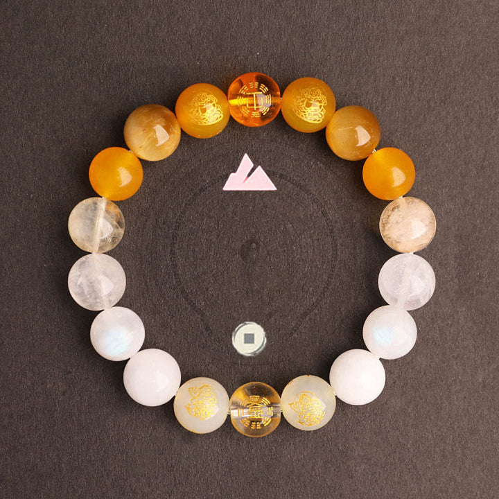 Buddha Stones, Fünf Elemente, Verschiedene Achat-Kristalle, Südroter Achat, Erdbeerquarz, Sonnenstein, Citrin, Glücksarmband - image 32