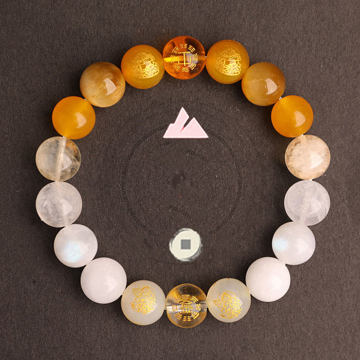Buddha Stones, Fünf Elemente, Verschiedene Achat-Kristalle, Südroter Achat, Erdbeerquarz, Sonnenstein, Citrin, Glücksarmband - image 34