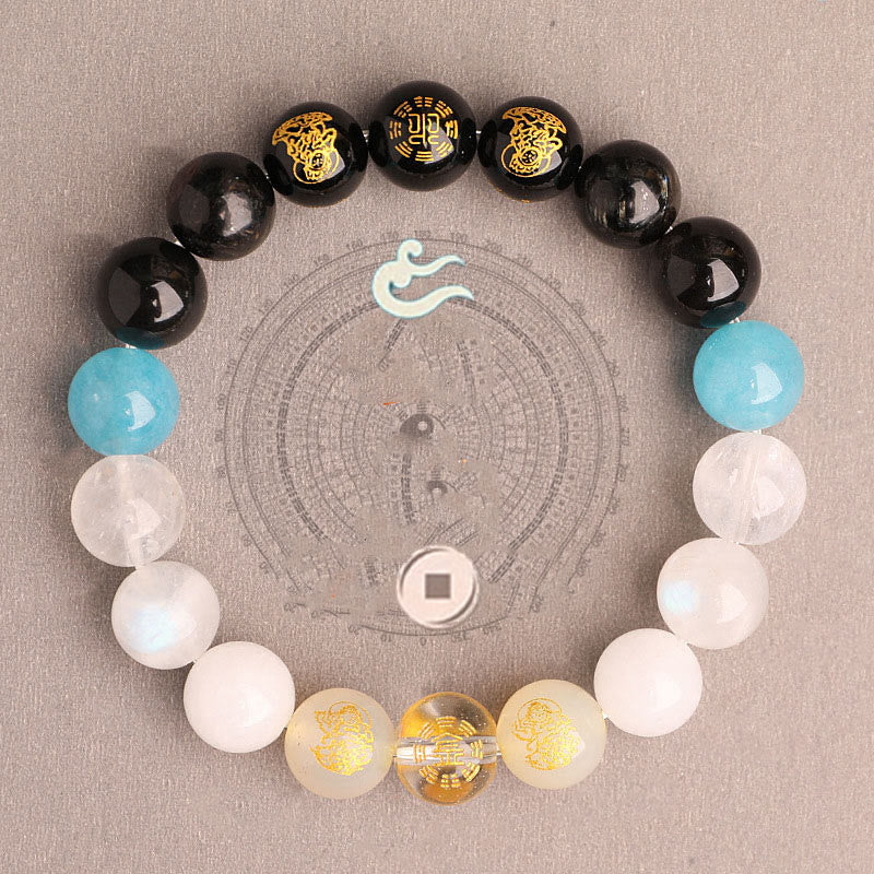 Buddha Stones, Fünf Elemente, Verschiedene Achat-Kristalle, Südroter Achat, Erdbeerquarz, Sonnenstein, Citrin, Glücksarmband - image 40