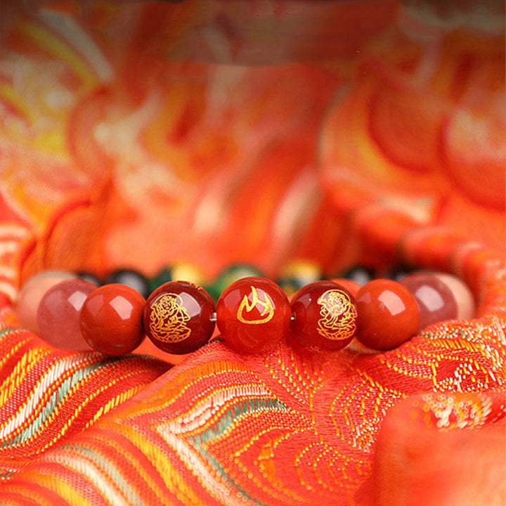 Buddha Stones, Fünf Elemente, Verschiedene Achat-Kristalle, Südroter Achat, Erdbeerquarz, Sonnenstein, Citrin, Glücksarmband - image 27