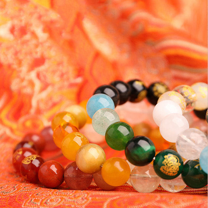 Buddha Stones, Fünf Elemente, Verschiedene Achat-Kristalle, Südroter Achat, Erdbeerquarz, Sonnenstein, Citrin, Glücksarmband - image 20