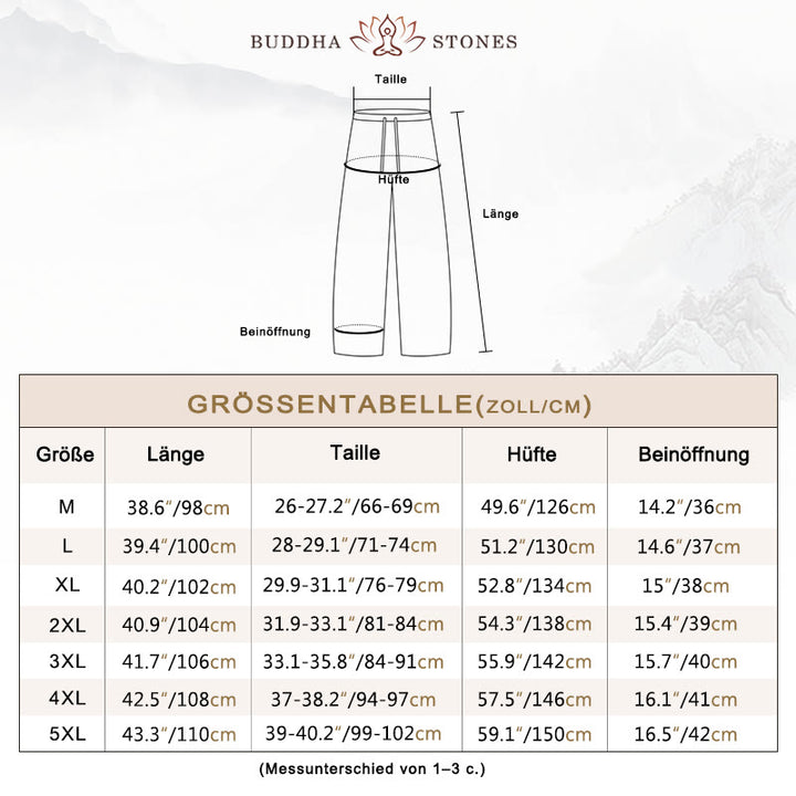 Buddha Stones - Schlichte, lässige Leinen-Pumphose für Herren mit Taschen