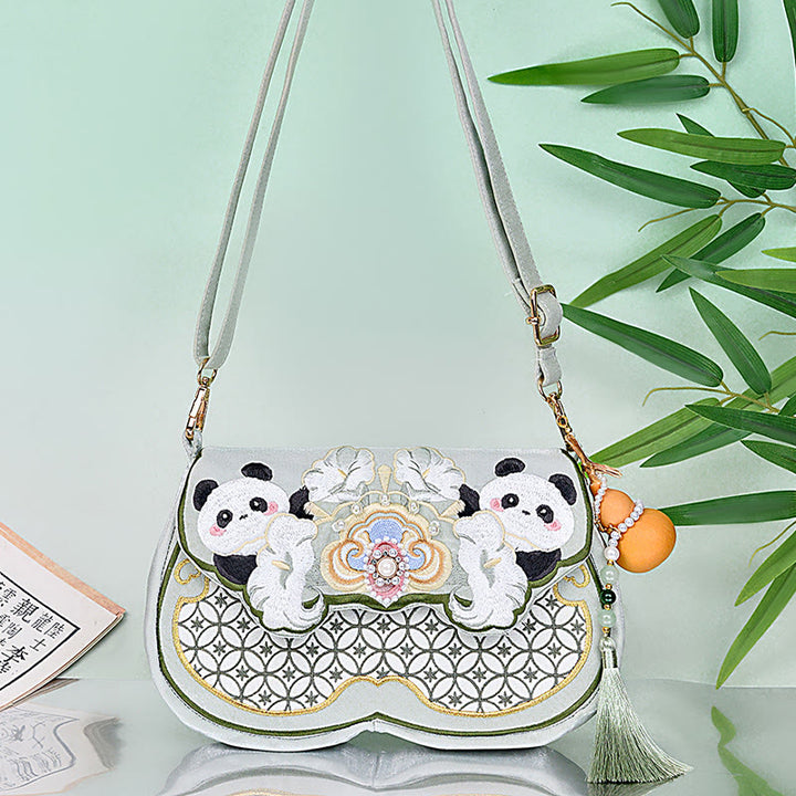 Buddha Stones, Panda-Blumen, Kürbis-Anhänger, Schultertasche, Umhängetasche