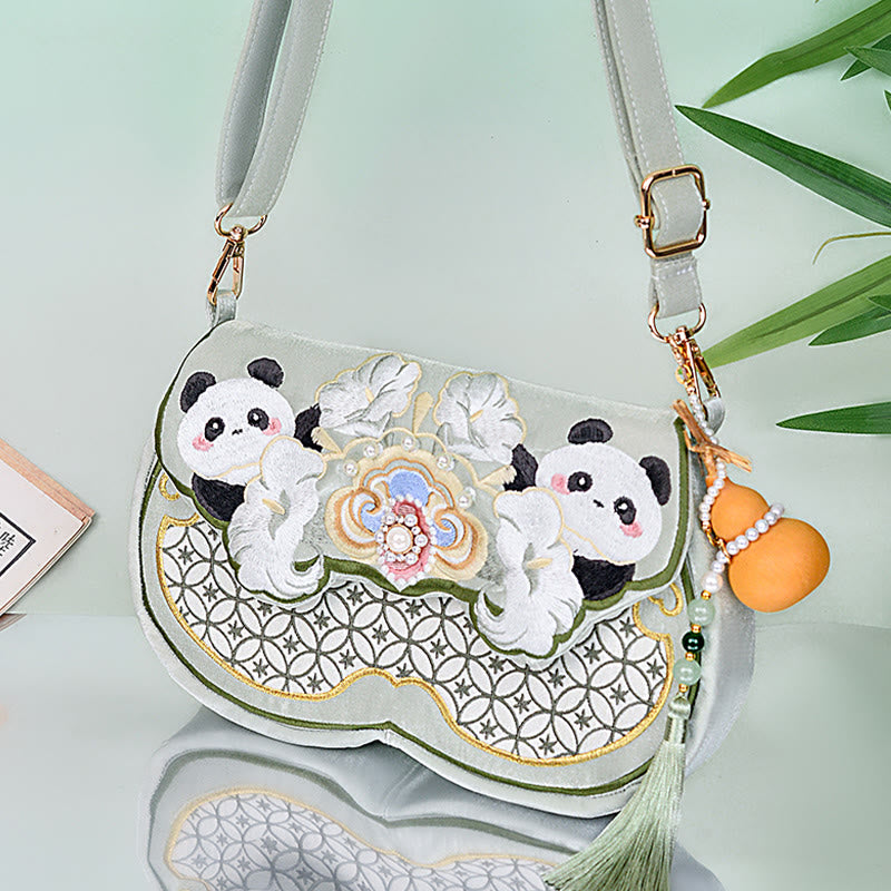 Buddha Stones, Panda-Blumen, Kürbis-Anhänger, Schultertasche, Umhängetasche