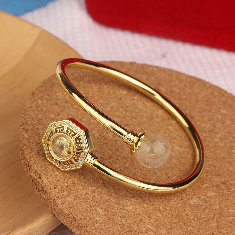 Buddha Stones, Rutilquarz, Kupfer, Messing, drehbare Windmühle, Feng Sheng Shui, Qi, Mut, Armband, Armreif - image 16