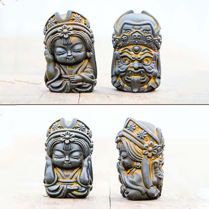 Buddha Stones , handgefertigt, Zakiram, Eisenpulver, Rostguss, Kunstharz, Zen-Statue, Heimdekoration