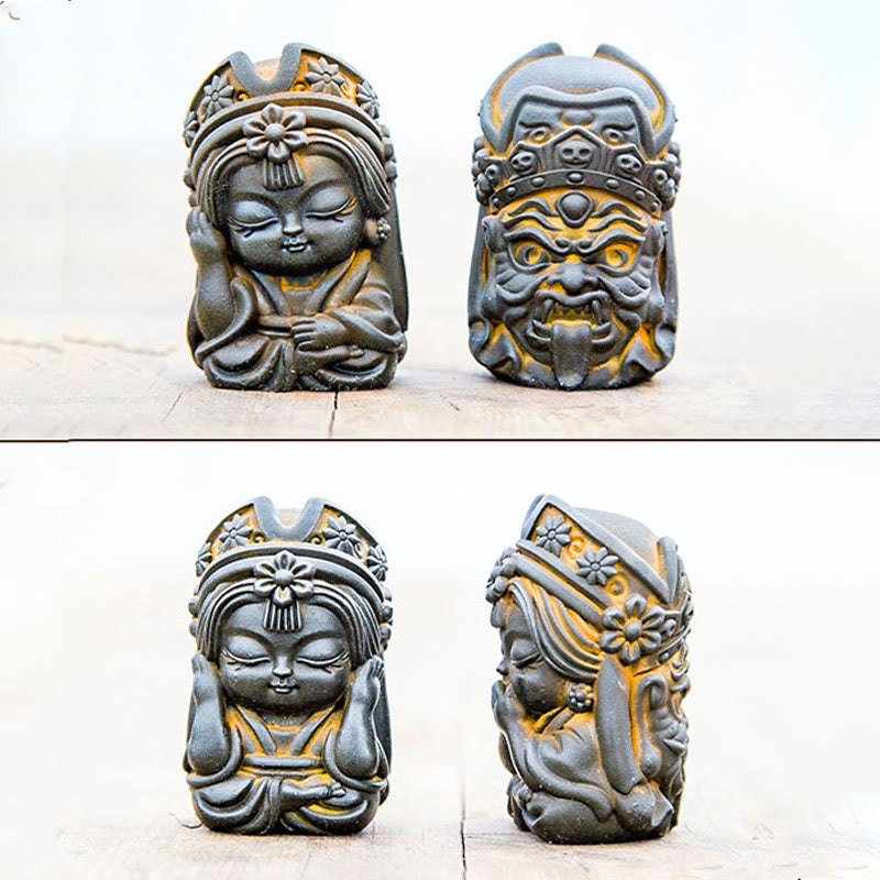 Buddha Stones , handgefertigt, Zakiram, Eisenpulver, Rostguss, Kunstharz, Zen-Statue, Heimdekoration - image 7