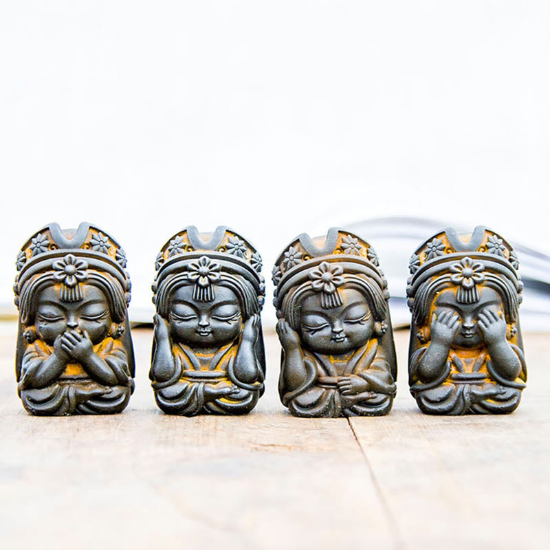 Buddha Stones , handgefertigt, Zakiram, Eisenpulver, Rostguss, Kunstharz, Zen-Statue, Heimdekoration