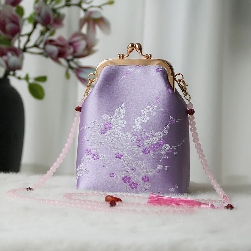 Buddha Stones ​​Retro Chinesische Stickerei Perle Kette Umhängetasche Schultertasche - Orchidee Pflaume 14*6*18cm - image 33