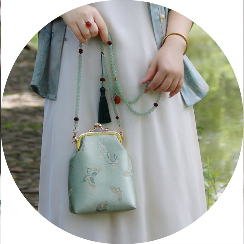 Buddha Stones ​​Retro Chinesische Stickerei Perle Kette Umhängetasche Schultertasche - image 6