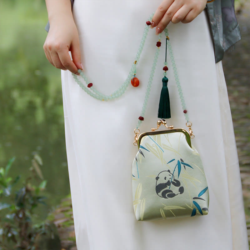 Buddha Stones ​​Retro Chinesische Stickerei Perle Kette Umhängetasche Schultertasche - image 8