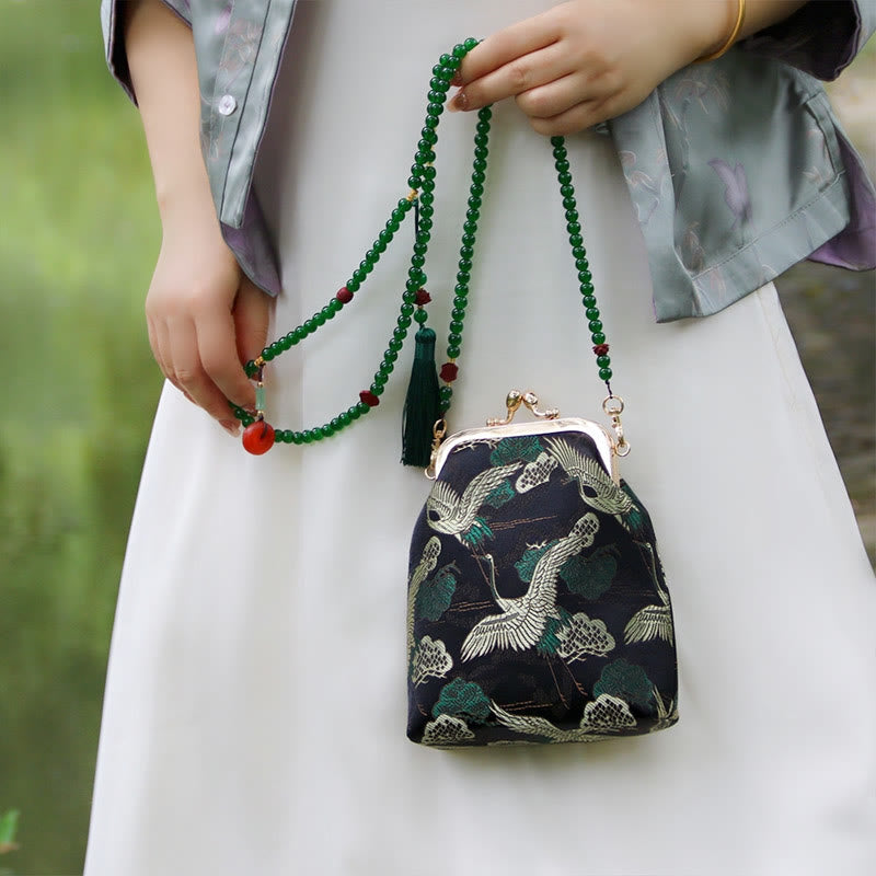 Buddha Stones ​​Retro Chinesische Stickerei Perle Kette Umhängetasche Schultertasche - image 2