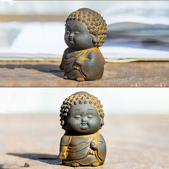 Buddha Stones, klein, stehend, liegend, sitzend, süßer Buddha, Eisenpulver, Rost, Gussharz, Statue, Heimdekoration - image 14