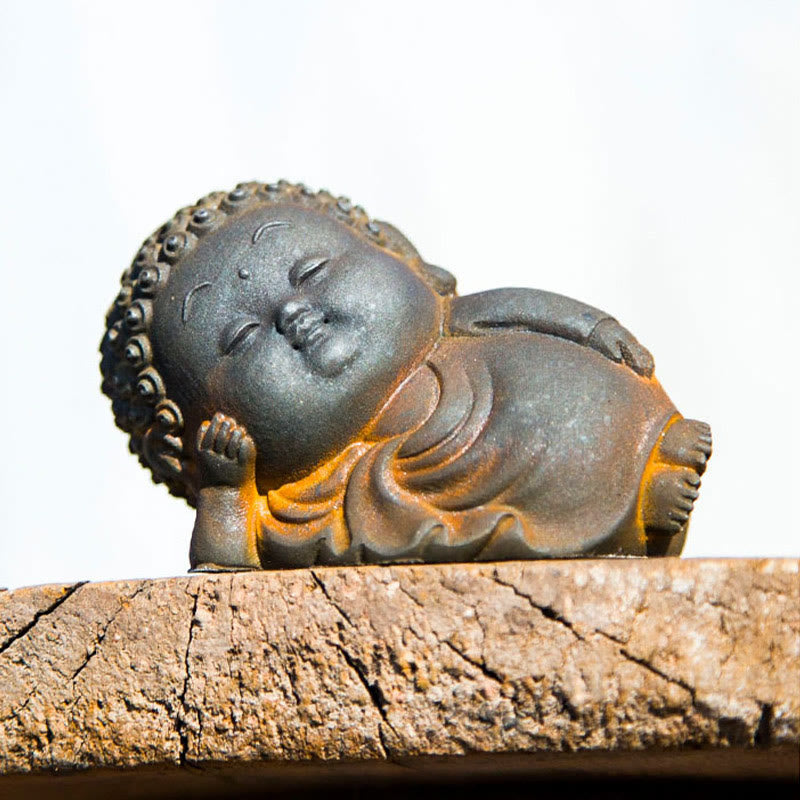 Buddha Stones, klein, stehend, liegend, sitzend, süßer Buddha, Eisenpulver, Rost, Gussharz, Statue, Heimdekoration - image 16