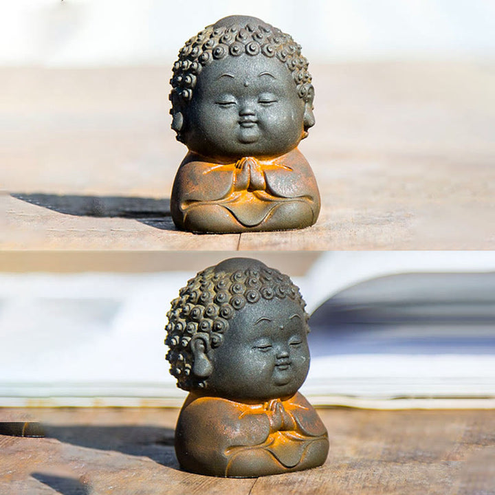 Buddha Stones, klein, stehend, liegend, sitzend, süßer Buddha, Eisenpulver, Rost, Gussharz, Statue, Heimdekoration - image 20