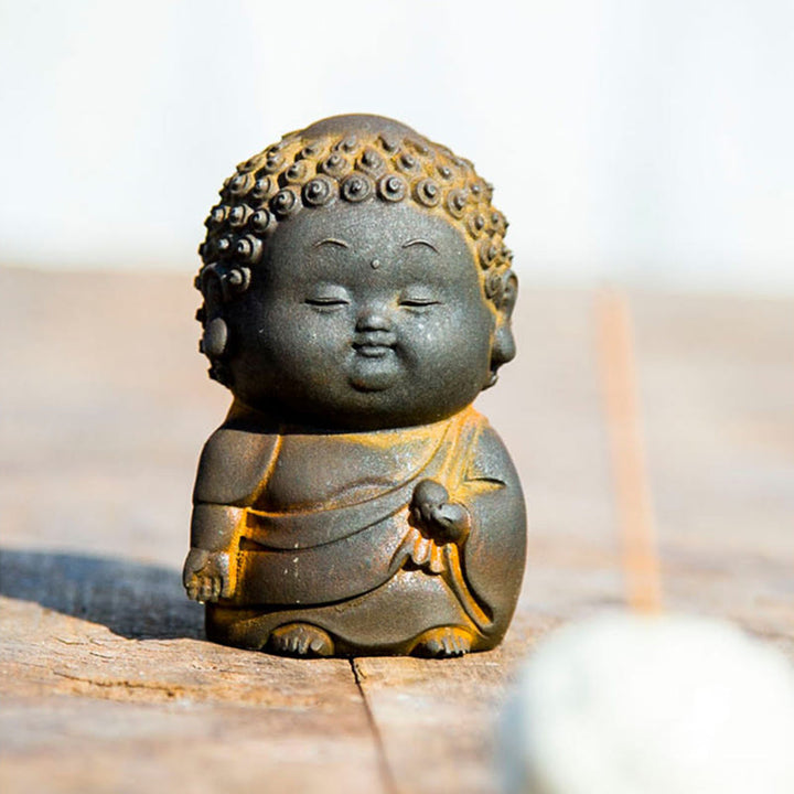 Buddha Stones, klein, stehend, liegend, sitzend, süßer Buddha, Eisenpulver, Rost, Gussharz, Statue, Heimdekoration - image 12