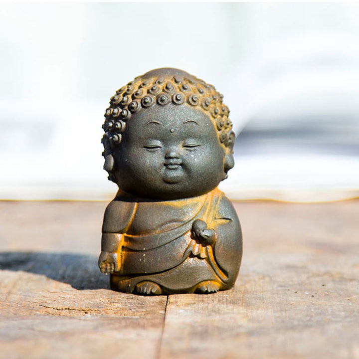 Buddha Stones, klein, stehend, liegend, sitzend, süßer Buddha, Eisenpulver, Rost, Gussharz, Statue, Heimdekoration - image 13