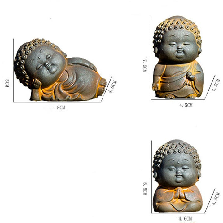 Buddha Stones, klein, stehend, liegend, sitzend, süßer Buddha, Eisenpulver, Rost, Gussharz, Statue, Heimdekoration