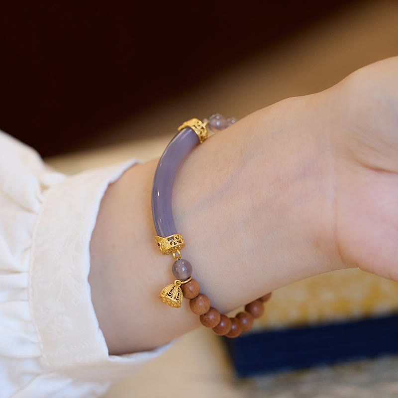 Buddha Stones ​​Sandelholz Grau Achat Chalcedon Manschette Halb Armband Armreif - image 14