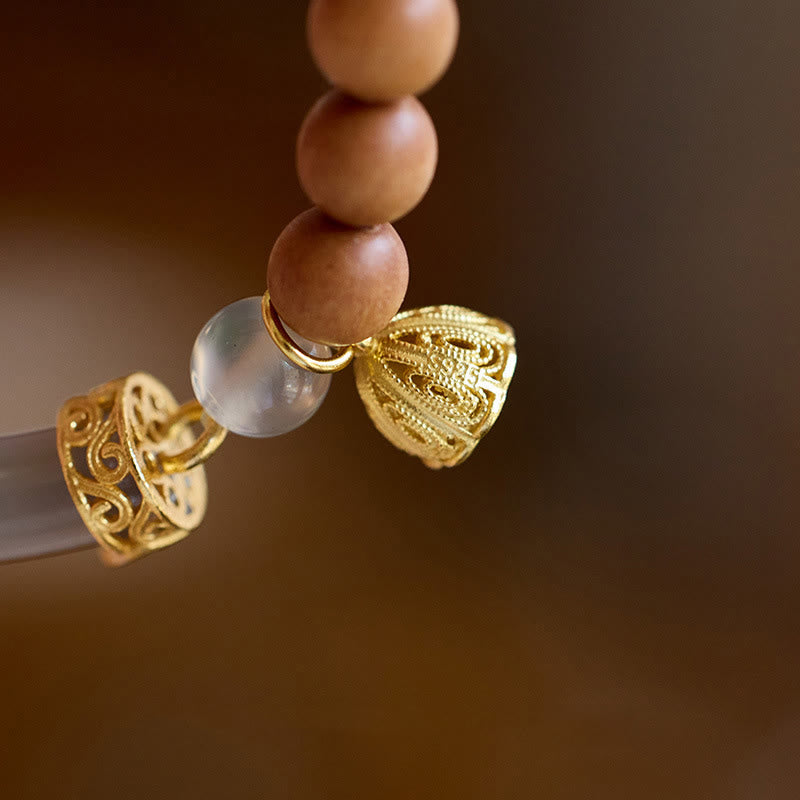 Buddha Stones ​​Sandelholz Grau Achat Chalcedon Manschette Halb Armband Armreif - image 11