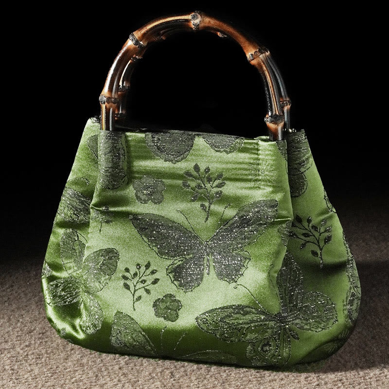 Buddha Stones, Jacquard-Blumen, Schmetterling, Bambus-Griff, Metallkette, Umhängetasche - image 7