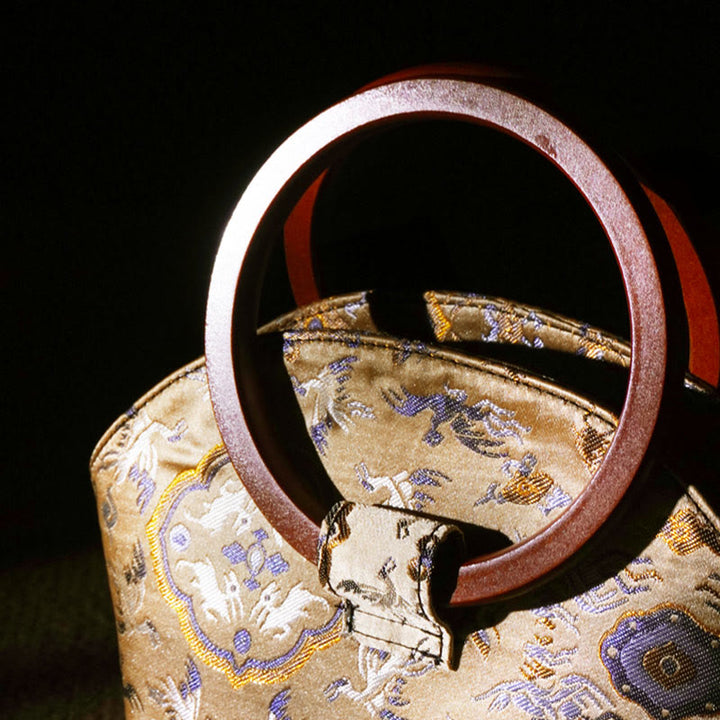 Buddha Stones, Kranich, Hirsch, Seewasser, Welle, Holzgriff, Metallkette, Geldbörse, Umhängetasche, Umhängetasche