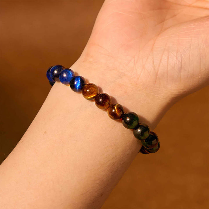 Buddha Stones Blaues Tigerauge Grünes Tigerauge Tigerauge Balance Armband