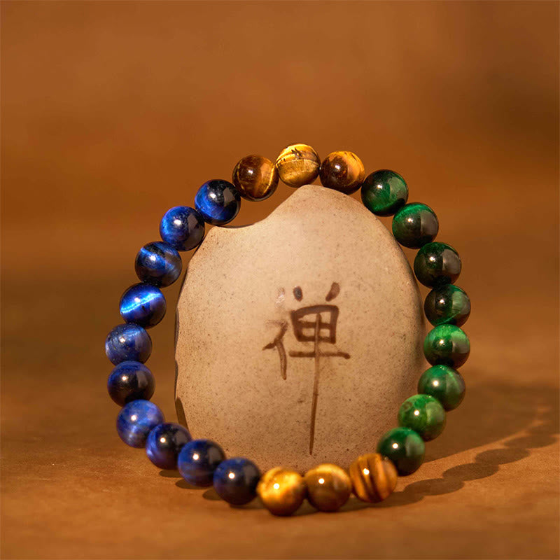 Buddha Stones Blaues Tigerauge Grünes Tigerauge Tigerauge Balance Armband