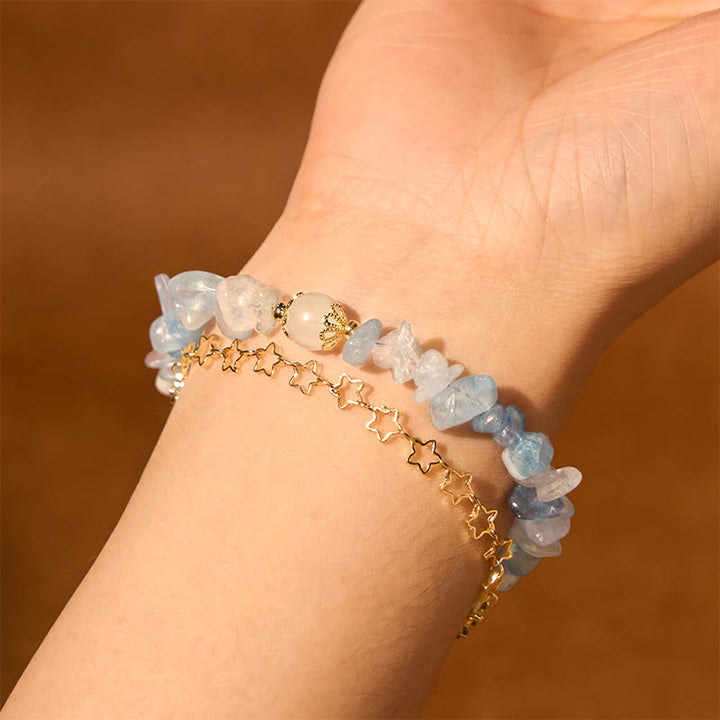 Buddha Stones Aquamarin Kies Design Stern Heilung magnetische Schnalle Armband