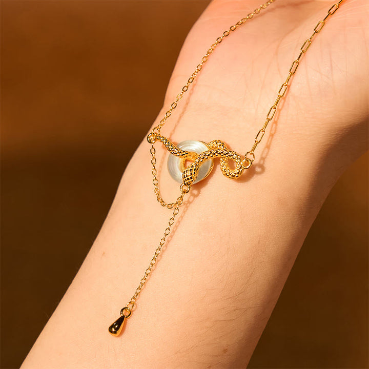 Buddha Stones , Chalcedon, Friedensschnalle, 925er Sterlingsilber, Gold, Jahr der Schlange, Harmonie-Halskettenanhänger - image 4