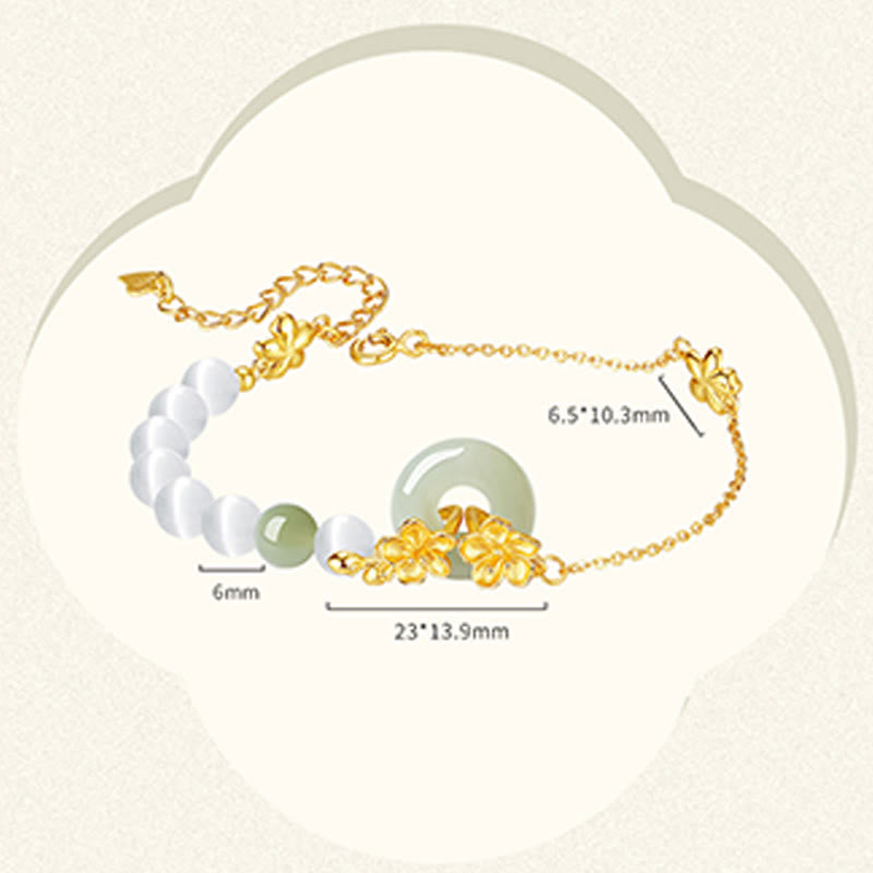 Buddha Stones Chrysoberyll Hetian Jade 999 Sterling Silber Liebesarmband - image 11