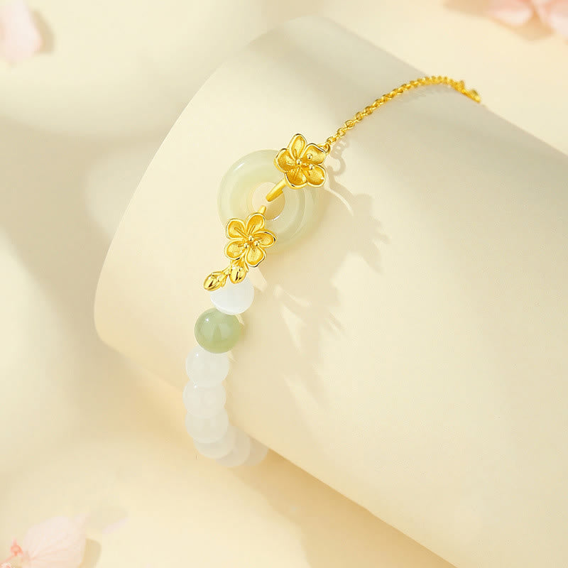 Buddha Stones Chrysoberyll Hetian Jade 999 Sterling Silber Liebesarmband - image 1