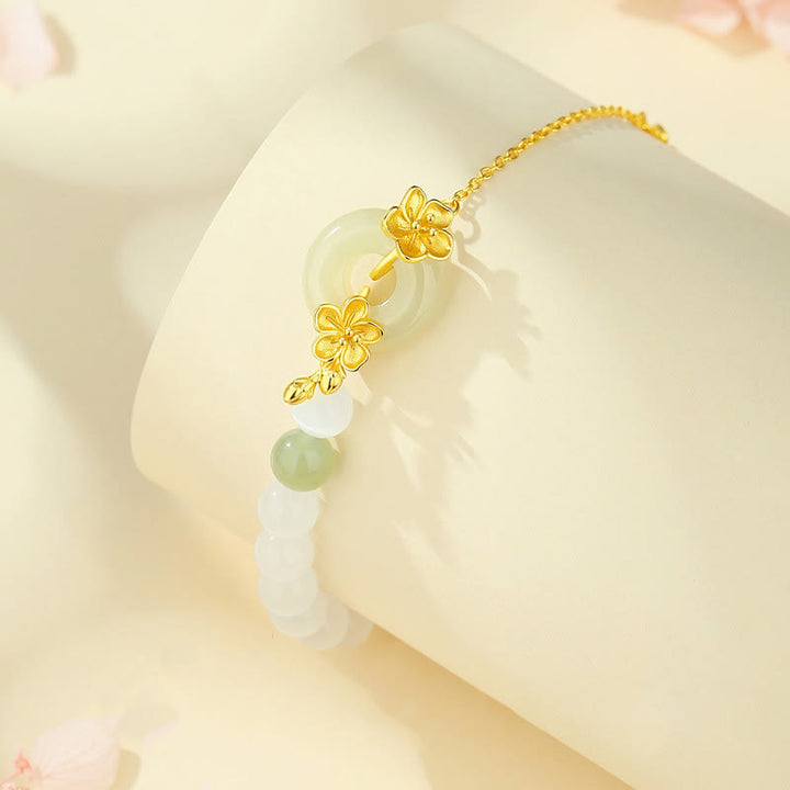 Buddha Stones Chrysoberyll Hetian Jade 999 Sterling Silber Liebesarmband - image 1